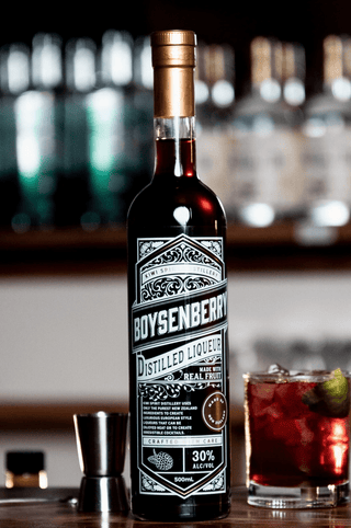 Boysenberry Liqueur with boysenberry soda cocktail on the Kiwi Spirits Cellar Door bar