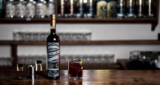 Boysenberry Liqueur off centre on the cellar door bar