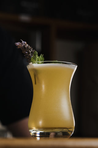 Botanist Cocktail on bar with lavender