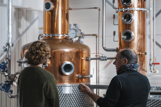 Terry explaining how the copper stills work