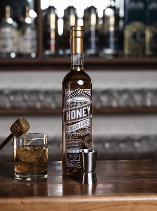 Honey Liqueur on the Kiwi Spirits Cellar Door bar with honey in a glass