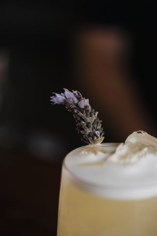 Super close up of lavender garnish